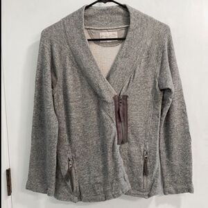 Eddie Bauer Women's Gray Sweater Jacket - Asymmetrical Zip